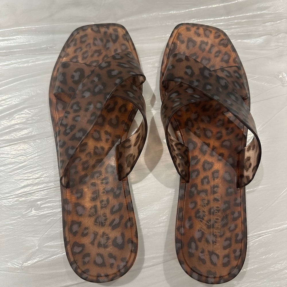 Anthropologie Brown Leopard Print Sandals